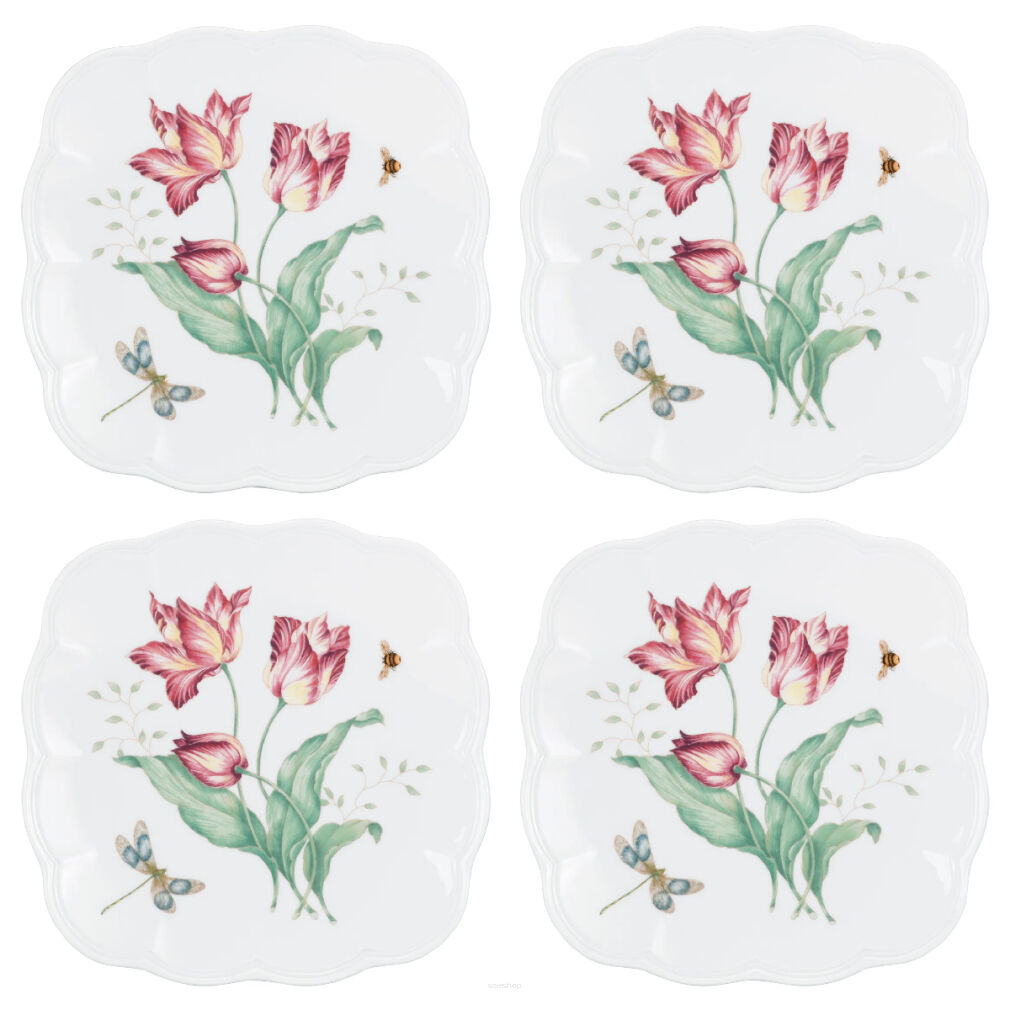 Zestaw 4 talerzy kwadratowych 24 cm Butterfly Meadow