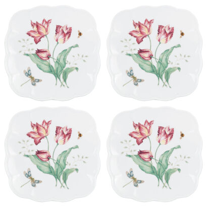 Zestaw 4 talerzy kwadratowych 24 cm Butterfly Meadow