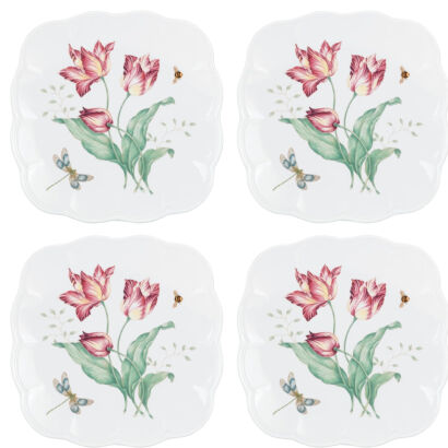 Zestaw 4 talerzy kwadratowych 24 cm Butterfly Meadow